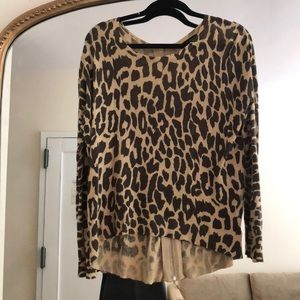 Leopard long sleeve knit top